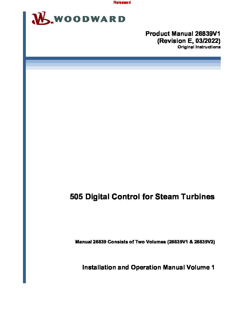 First Page Image of 8200-1302 505 Digital Control for Steam Turbines 26839V1.pdf